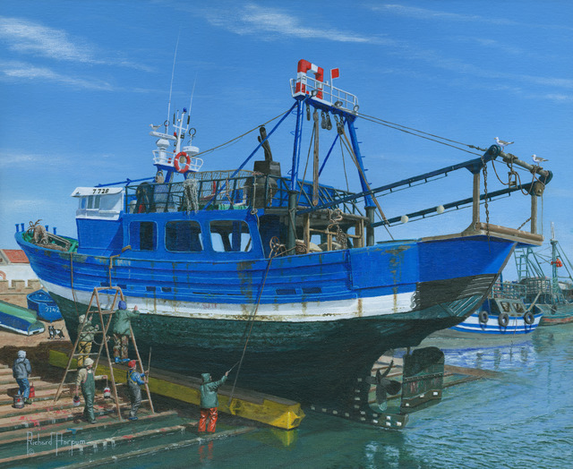 Richard Harpum  'Fishing Boat Repairs, Essaouira, Morocco', created in 2014, Original Painting Acrylic.