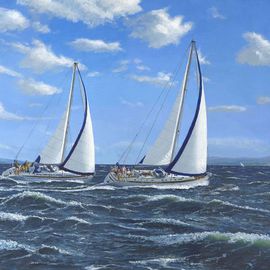 Richard Harpum Artwork Running Close Hauled, 2008 Acrylic Painting, Sailing