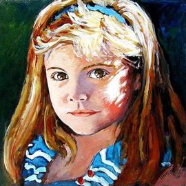 Rita Monaco: 'Julia', 2013 Oil Painting, Portrait. Artist Description:  Lovely little girl sitting in the sun.Oil on birchwood panel. ...