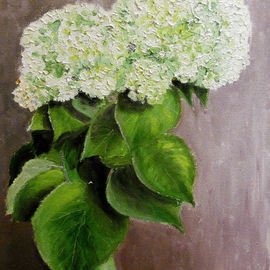 Vadim Amelichev: 'hydrangea in a green vase', 2014 Oil Painting, Still Life. 