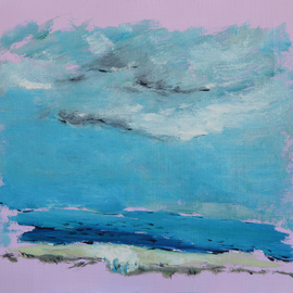 Rossen Stanoev: 'sea i', 2016 Oil Painting, Landscape. Artist Description: sea, blue, pink, sky, grey, landscape,  Rossen Stanoev, art, fine art, Bulgarian fine art, contemporary masters of art, contemporary art, painting, ...
