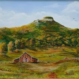 Ronald Lunn: 'Farmers View of Pilot Mountain', 2016 Oil Painting, Landscape. Artist Description: Not a common scene and I thought of oil painting and sharing it with the public.  Ronald Lunn fine art, Raleigh Artist, Benson artist, NC Artist, Buy art, Original Art, YouTube artist, Artist, artwork, fine art, visual art, landscape, landscape painting, oil painting, published artwork, realism, fine art ...
