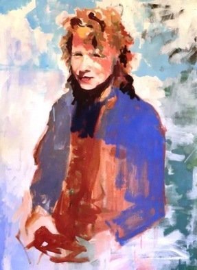 Jerry Ross: 'Angela a go go', 2010 Oil Painting, Portrait.  The artist' s wife, Angela Ross, in Amazon Park, Eugene. An example of the 