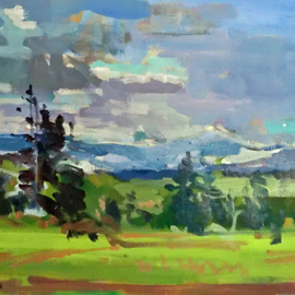 Jerry Ross: 'Ridgetop View', 2012 Oil Painting, Landscape. Artist Description: Tuscan street scene, contemporary. ...