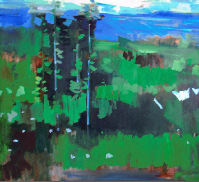 Jerry Ross  'Oregon Forest Veduta', created in 2019, Original Painting Oil.