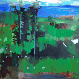 Jerry Ross: 'oregon forest veduta', 2019 Oil Painting, Landscape. Artist Description: Oregon forest scene from above- ground viewpoint.  Abstract and modern. ...