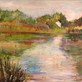 Roz Zinns: 'Morning at Heather Farms', 2005 Acrylic Painting, Landscape. Artist Description: Wonderful reflections on the water...