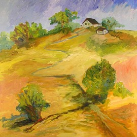Roz Zinns: 'Top of the Hill', 2007 Acrylic Painting, Landscape. Artist Description:  What a view from the top! ...
