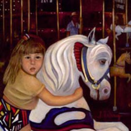 Sally Arroyo Artwork MERRY GO ROUND GIRL , 2015 Oil Painting, Children