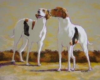 Sallyann Mickel: 'Two Foxhounds', 2004 Pastel, Animals. Pastel painting of two Foxhound dogs standing...