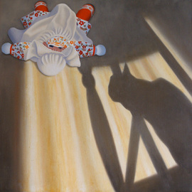 Sarah Longlands: 'The Cat Looks On', 1982 Oil Painting, Surrealism. Artist Description: This picture is now available as an SA3 archival print see separate entry.  ...