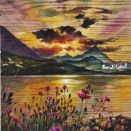 Sarah Wall: 'golden blooms', 2022 Oil Painting, Landscape. Artist Description: Beautiful oil on wood landscape by Sarah Wall.  ...