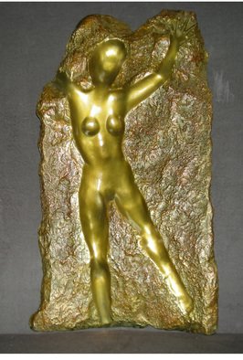 Scott Mohr: 'Through the Veil', 2004 Bronze Sculpture, Figurative.  From an original alabaster carving this copy in bronze expresses the desire to connect to the other side to find our true self our higher being  ...