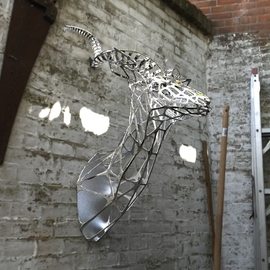 Sebastian Novaky: 'kudu', 2016 Steel Sculpture, Abstract. Artist Description: Mounted Antelope Head sculpture, Kudu Trophy Head stainless steel sculpture Mask statue for sale for Indoors Inside Interior decoration in the Home. Another Sebastian Novaky African Animal Contemporary masterpiece. ...