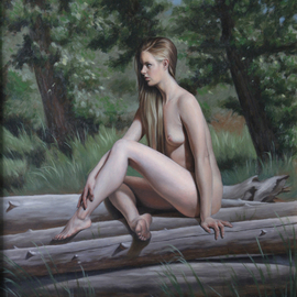 Seidai Tamura: 'Nymphe', 2006 Oil Painting, nudes. Artist Description:  2006, Oil on Masonite board, 14x 18.  Framed. ...