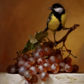 Dmitry Sevryukov: 'scared tit', 2013 Oil Painting, Still Life. Artist Description: Realism needs rehabilitation and a Flemish- style still life is exactly what is needed for this. I try to work with respect to the masters of previous eras and to the standards of painting of the Middle Ages. I hope that what I do will appeal to lovers ...