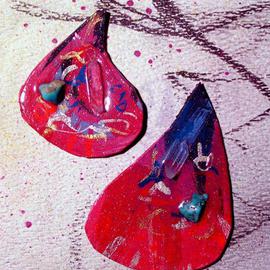 Richard Lazzara: 'fan the fire ear ornaments', 1989 Mixed Media Sculpture, Fashion. Artist Description: fan the fire ear ornaments from the folio LAZZARA ILLUMINATION DESIGN are available at 
