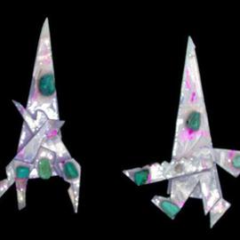 Richard Lazzara: 'landing crews ear ornaments', 1989 Mixed Media Sculpture, Fashion. Artist Description: landing crews ear ornaments from the folio LAZZARA ILLUMINATION DESIGN are available at 