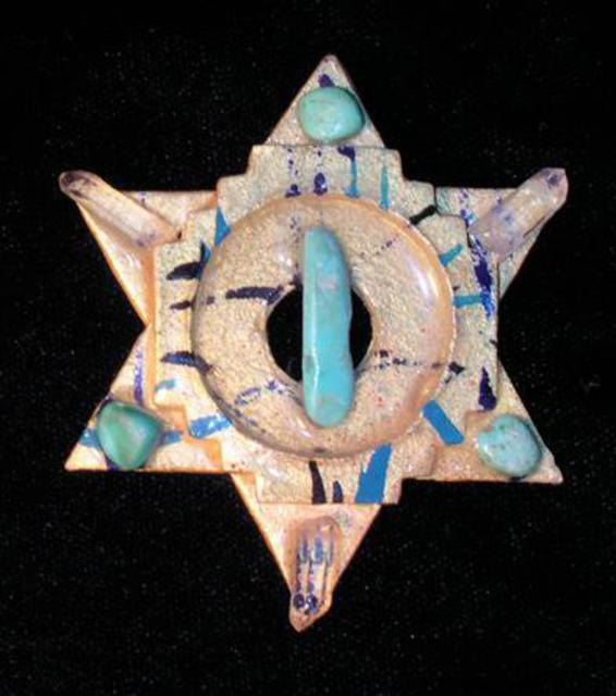 Artist Richard Lazzara. 'Meeting Triangles Pin Ornament' Artwork Image, Created in 1989, Original Pastel. #art #artist