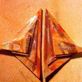 Richard Lazzara: 'moonstone orange ear ornaments', 1989 Mixed Media Sculpture, Fashion. Artist Description: moonstone orange ear ornaments from the folio LAZZARA ILLUMINATION DESIGN are available at 