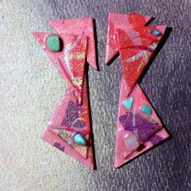 Richard Lazzara: 'more about triangles ear ornaments', 1989 Mixed Media Sculpture, Fashion. Artist Description: more about triangles ear ornaments from the folio LAZZARA ILLUMINATION DESIGN are available at 