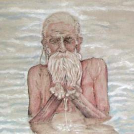 Richard Lazzara: 'puja of  water unto gangama', 2004 Acrylic Painting, Portrait. Artist Description: puja of water unto gangama 2004 by Richard W. Lazzara and 