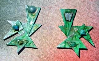 Richard Lazzara: 'spring green ear ornaments', 1989 Mixed Media Sculpture, Fashion. spring green ear ornaments from the folio LAZZARA ILLUMINATION DESIGN are available at 