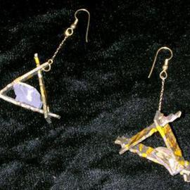 Richard Lazzara: 'triangle swings ear ornaments', 1989 Mixed Media Sculpture, Fashion. Artist Description: triangle swings ear ornaments from the folio LAZZARA ILLUMINATION DESIGN are available at 