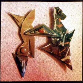 Richard Lazzara: 'twins pin ornament', 1989 Mixed Media Sculpture, Fashion. Artist Description: twins pin ornament from the folio LAZZARA ILLUMINATION DESIGN is available at 