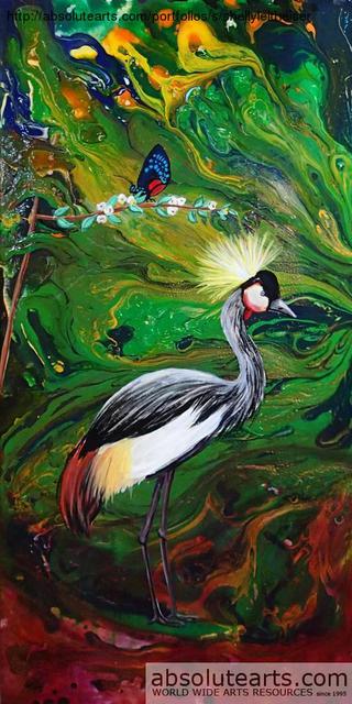 Shelly Leitheiser  'Crested Heron', created in 2012, Original Painting Other.