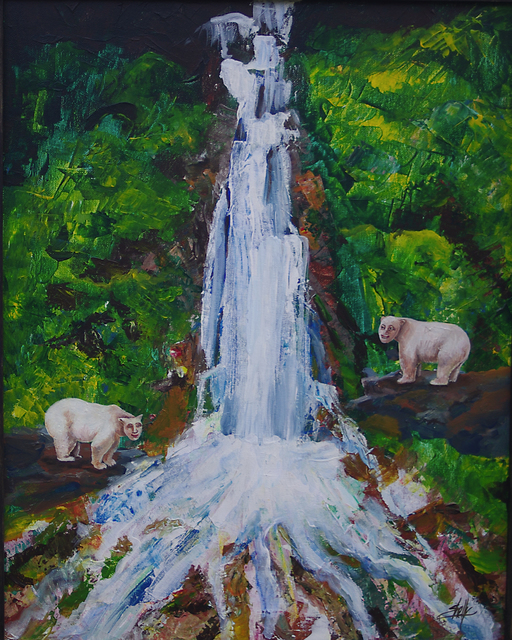 Shelly Leitheiser  'Human Bears At The Waterfall', created in 2010, Original Painting Other.