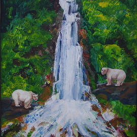 Human Bears at the Waterfall By Shelly Leitheiser