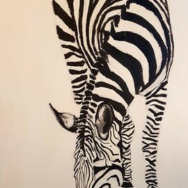 Dan Shiloh: 'zebra white background', 2023 Acrylic Painting, Animals. Artist Description: Zebra ...