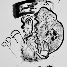 Shoshannah Brombacher - dividing the matzah, Original Drawing Pencil