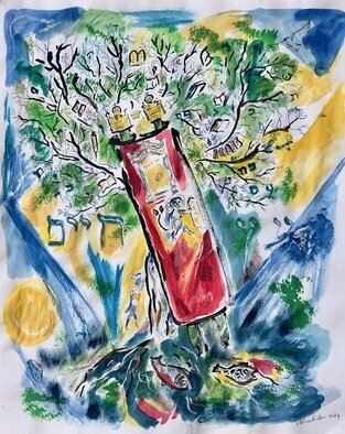 Shoshannah Brombacher: 'etz chaim tree of life', 2024 Other Painting, Biblical. The Tree of Life, Etz Chaim, The Torah. I have made many images with the Tree of Life...