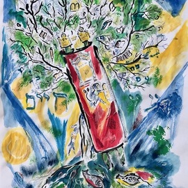 Shoshannah Brombacher: 'etz chaim tree of life', 2024 Other Painting, Biblical. Artist Description: The Tree of Life, Etz Chaim, The Torah. I have made many images with the Tree of Life...