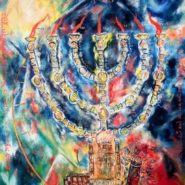 Shoshannah Brombacher - shiviti menorah, Original Painting Oil