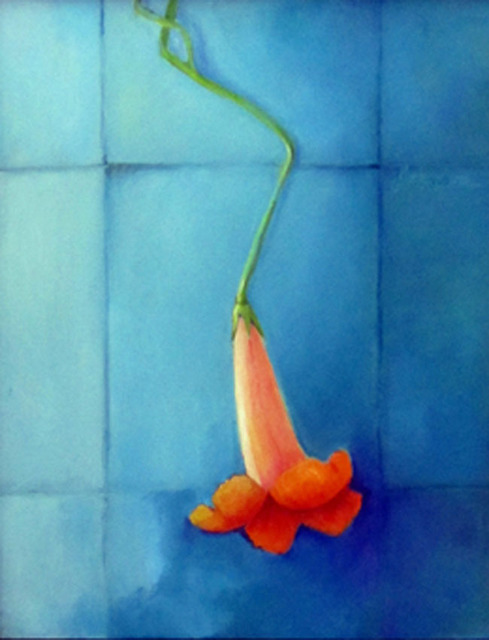 Artist Sue Johnson. 'Trumpet Flower' Artwork Image, Created in 2010, Original Painting Acrylic. #art #artist