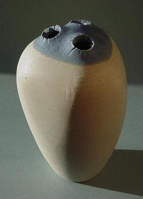 Skip Bleecker: 'Blue Grey 3 Hole', 2003 Ceramic Sculpture, Abstract. Handmade, Wheel- thrown, High fired, Porcelain, Ceramic Sculpture with designs based on Organic forms. ...