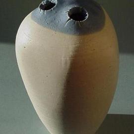 Skip Bleecker: 'Blue Grey 3 Hole', 2003 Ceramic Sculpture, Abstract. Artist Description: Handmade, Wheel- thrown, High fired, Porcelain, Ceramic Sculpture with designs based on Organic forms. ...