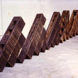 Stefan Van Der Ende: 'whithout title', 1987 Wood Sculpture, Abstract. 