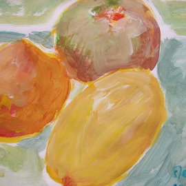 Sandra Laidley: 'Three Fruits', 2008 Acrylic Painting, Still Life. Artist Description:  fruits, acrylics, three fruits ...