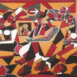 Shribas Adhikary: 'Indian culture event', 2009 Acrylic Painting, Abstract Figurative. Artist Description: Indian culture event geometric form...