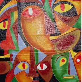 Shribas Adhikary: 'pluralism through colour', 2015 Oil Painting, Abstract Figurative. Artist Description:    this painting realistic figurative The creation of original art to me. This is my abstract imagination. pluralism through variety colour facial expression showed and feelings. I am sorry this painting art work incomplete. the painting work continuing. when completed the art of painting next I, ll load up.     ...