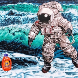 Stephen Hall: 'tsfiloe', 2019 Acrylic Painting, Space. Artist Description: Again, as with all my current work, I am addressing the damage we humans are doing to our planet. In this case, the oceans of our world are being massively polluted with plastics and doing nothing is seriously selfish and stupid. Here we find an astronaut, from the ...