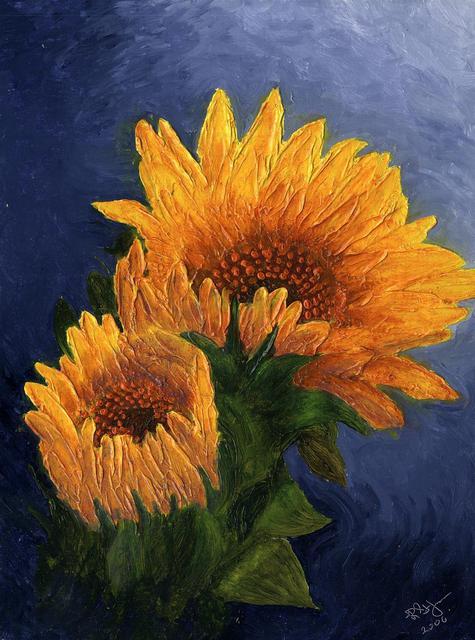 Artist Robert St John. 'Sunflower' Artwork Image, Created in 2009, Original Painting Oil. #art #artist
