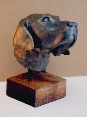 Sue Jacobsen: 'Loyal Friend Cody', 2002 Bronze Sculpture, Dogs. Both Cody and his owner are avid birdhunters. Small edition available in black and blond patina. ...