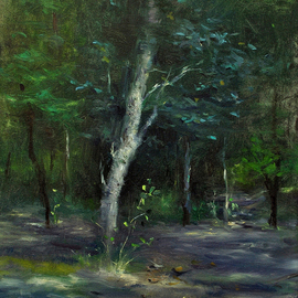 Surabhi Gulwelkar: 'hide and seek', 2015 Oil Painting, Landscape. Artist Description: I attracted towards  the subject because of  beautiful strong sunlight  passing through twigs and branches. I tried to catch the small changes of day- light through this work. The artwork is in Oil colors on canvas. ...