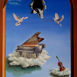 Svetoslav Stoyanov: 'SILENT SYMPHONY', 2012 Oil Painting, Surrealism. Artist Description: contemporary, surrealism, realism, fantasy, sky, clouds, oil, canvas, landscape, blue, prints, nature, forsale, fine art, clouds, birds, piano, music, symphony ...