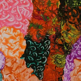 Tatyana Amantis: 'confrontation', 2020 Acrylic Painting, Floral. Artist Description: Confrontation in the world, in shape and color. One mass is approaching another, the confrontation of form, the influence of one color over another. ...